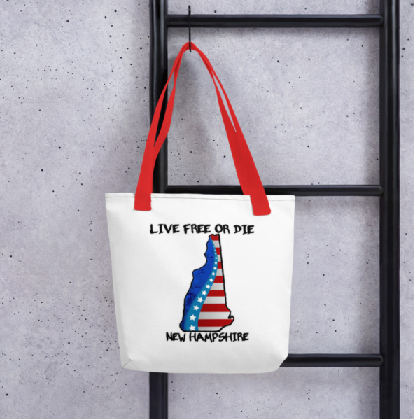 – an item designed by us – Live Free or Die New Hampshire Tote Bag