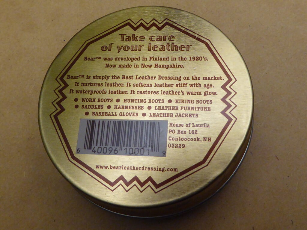 Bear Grease leather dressing (3.5 oz.) - Made in NH